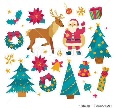 クリスマスイラストセット クリスマスイラストセット 106654391