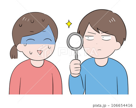 気まずそうな女性と調べている男性 106654416