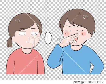 得意げな男性と反応が冷たい女性 106654417