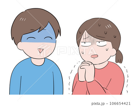 静かに怒っている男性と謝っている女性 106654421