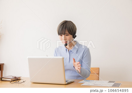 テレワークをする若い女性 テレワークをする若い女性 106654895