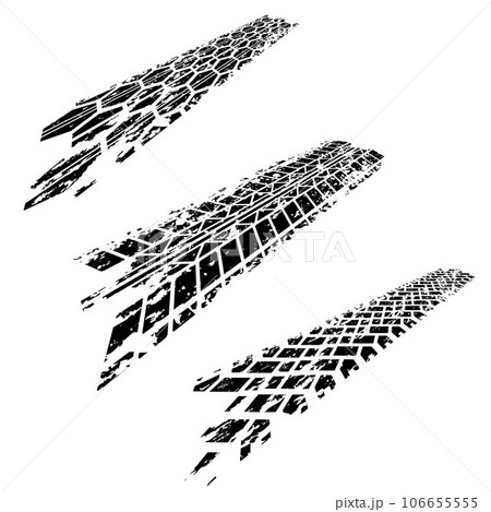 Old grunge tire track perspective silhouettes Old grunge tire track perspective silhouettes 106655555