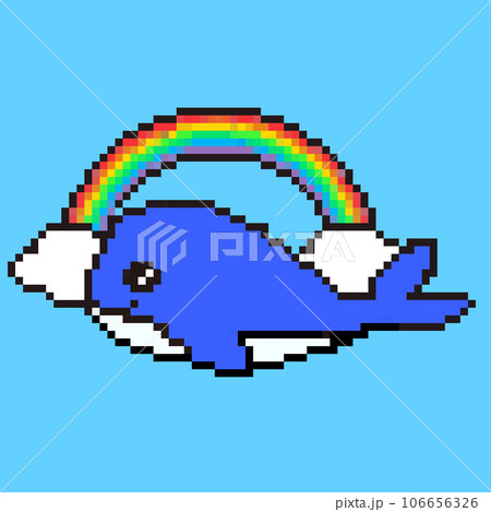 可愛いクジラと虹のドット絵イラスト 106656326