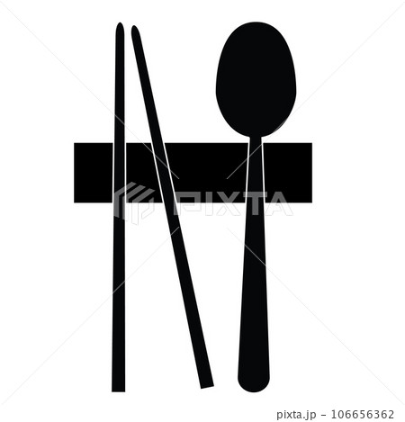 Chopsticks and spoon icon. chopsticks sign. Sujeo symbol. flat style. Chopsticks and spoon icon. chopsticks sign. Sujeo symbol. flat style. 106656362