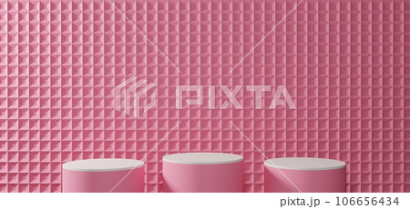 pink showcase with neon light in the pink room.3d rendering. 106656434