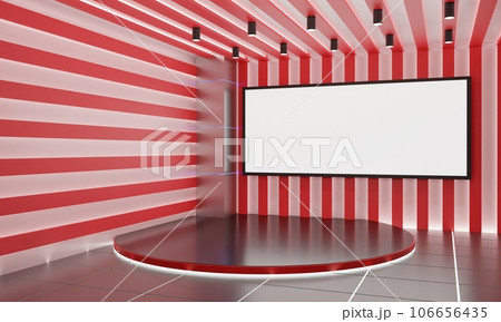 stand and lcd background in the news studio room.3d rendering stand and lcd background in the news studio room.3d rendering 106656435