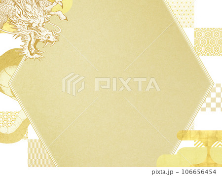 龍と金箔のフレーム 106656454