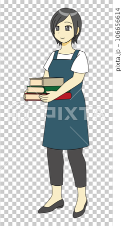 Illustration of a woman carrying a book Illustration of a woman carrying a book 106656614