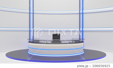 white table and lcd background in a news studio room.3d rendering. 106656925