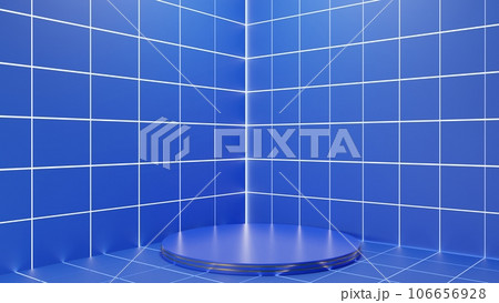 blue podium with spotlight in the blue room.3d rendering. 106656928