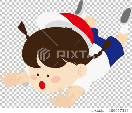 転んだ赤白帽子の女の子のイラスト 転んだ赤白帽子の女の子のイラスト 106657535