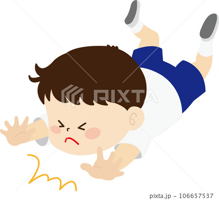 転んだ体操着の男の子のイラストのイラスト素材 [106657537] - PIXTA