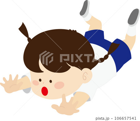 転んだ体操着の女の子のイラストのイラスト素材 [106657541] - PIXTA