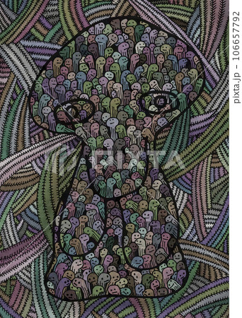 抽象画 抽象 動物 海坊主 生物 顔 人間 背景 アート 芸術のイラスト