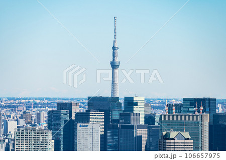 「東京都」渋谷スカイから望む都心の街並み 106657975