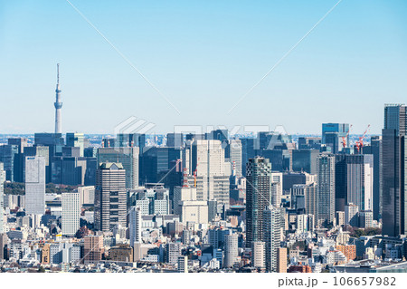 「東京都」渋谷スカイから望む都心の街並み 106657982