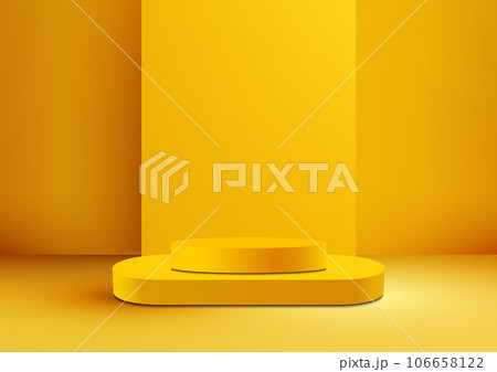 3D Yellow Podium Mockup on Yellow Background 106658122