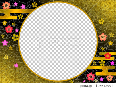 Japanese pattern and flower pattern circle frame background Japanese pattern and flower pattern circle frame background 106658991