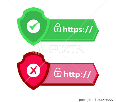 HTTP and HTTPS protocols, safe web surfing and...のイラスト素材 [106659355 ...