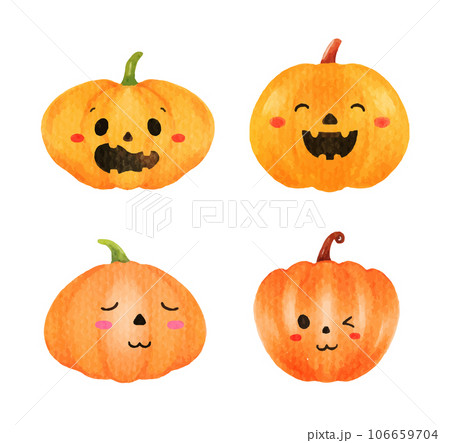 Set of cute Pumpkin Halloween watercolor Set of cute Pumpkin Halloween watercolor 106659704