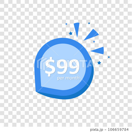 Only $99 per month! 3D button isolated on trannsparent grid Only $99 per month! 3D button isolated on trannsparent grid 106659784
