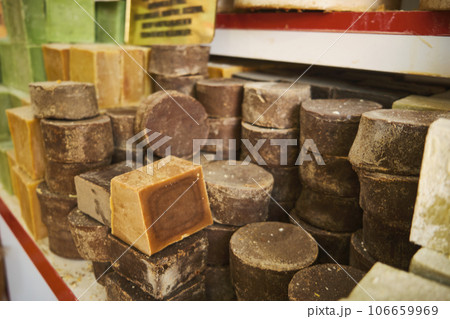 Craft soap bars at store counter 106659969