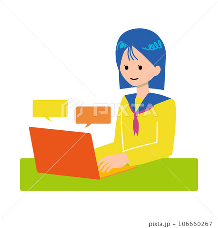 パソコンを操作する女子学生 106660267