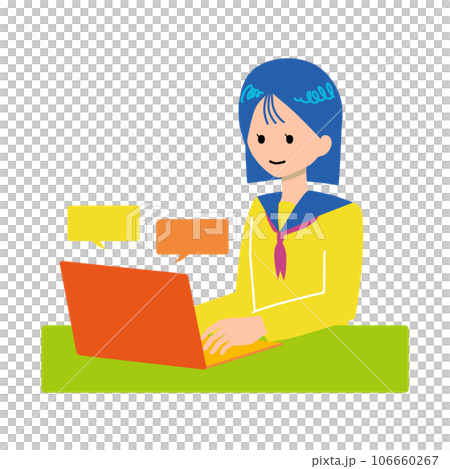パソコンを操作する女子学生 106660267