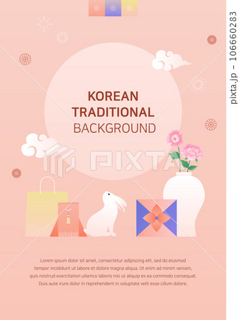 Korean holiday background poster with traditional objects. Korean holiday background poster with traditional objects. 106660283
