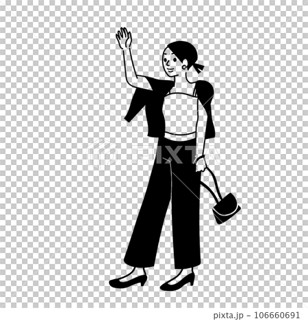 Line drawing vector illustration of a stylish young woman Line drawing vector illustration of a stylish young woman 106660691