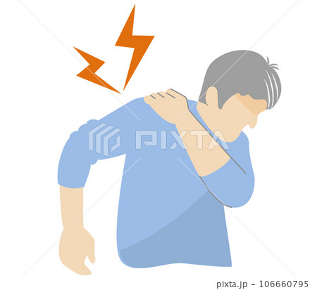 痛む肩を押さえる男性のイラスト 106660795