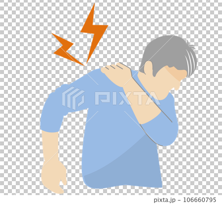 痛む肩を押さえる男性のイラスト 106660795