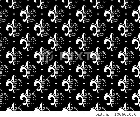 Flower geometric pattern. Seamless vector background. Black and white ornament Flower geometric pattern. Seamless vector background. Black and white ornament 106661036