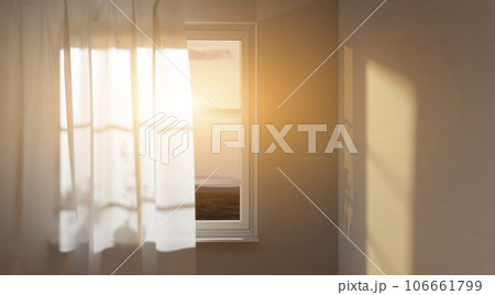 A room with comfortable, warm sunlight coming through the window 106661799