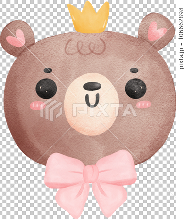 Cute teddy bear baby shower nursery cartoon animal watercolor hand painting 106662898