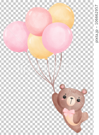Cute teddy bear baby shower nursery cartoon animal watercolor hand painting 106662957