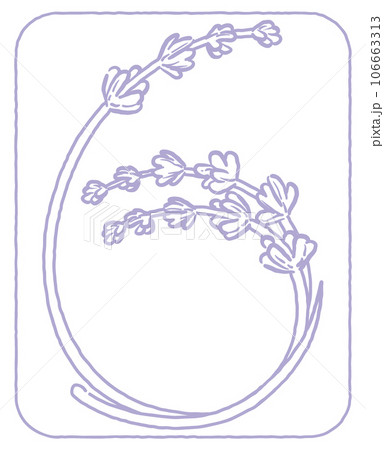 ラベンダーのスケッチ風、デザイン文字の数字。「6」。ベクター素材。 106663313