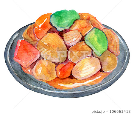 水彩イラスト　大盛りの酢豚 106663418