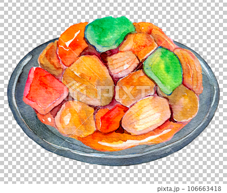 水彩イラスト　大盛りの酢豚 106663418