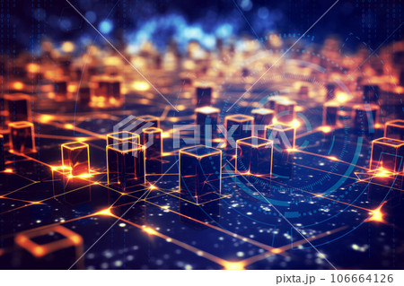 ブロックチェーンテクノロジーのアブストラクト背景 ブロックチェーンテクノロジーのアブストラクト背景 106664126