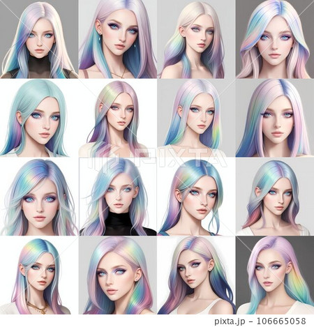 イラスト素材(水彩):カラフルでお洒落なアバターアイコンセット【AI生成画像】 イラスト素材(水彩):カラフルでお洒落なアバターアイコンセット【AI生成画像】 106665058