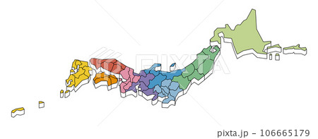 横向きの日本地図 106665179