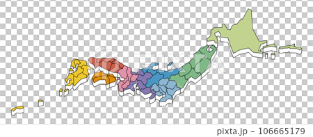 横向きの日本地図 106665179