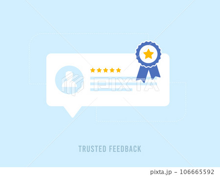 Trusted Feedback concept. Real customer Reviews with verified feedback. Customer Satisfaction Rating reviews stars with good and bad rate. Vector illustration isolated on white background with icons 106665592