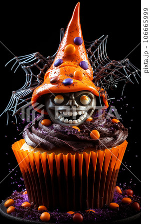 Cupcake on Halloween. Dessert on Halloween party Cupcake on Halloween. Dessert on Halloween party 106665999