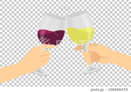 Cheers illustration with red wine and white wine 106666459