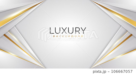 Luxury White and Gold Background with Golden Lines and Paper Cut Style. Premium Gray and Gold Background for Award, Nomination, Ceremony, Formal Invitation or Certificate Design 106667057