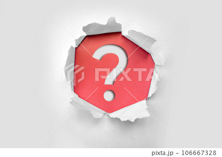 composite image of question mark in torn paper 106667328