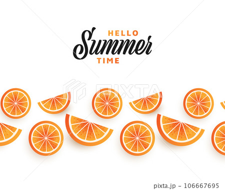 Summer Festive Background with 3D Realistic Oranges. Summer Time Background for Banner or Poster Design. Hello Summer Design 106667695
