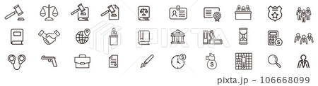 Lawyer and justice icons set vector Lawyer and justice icons set vector 106668099